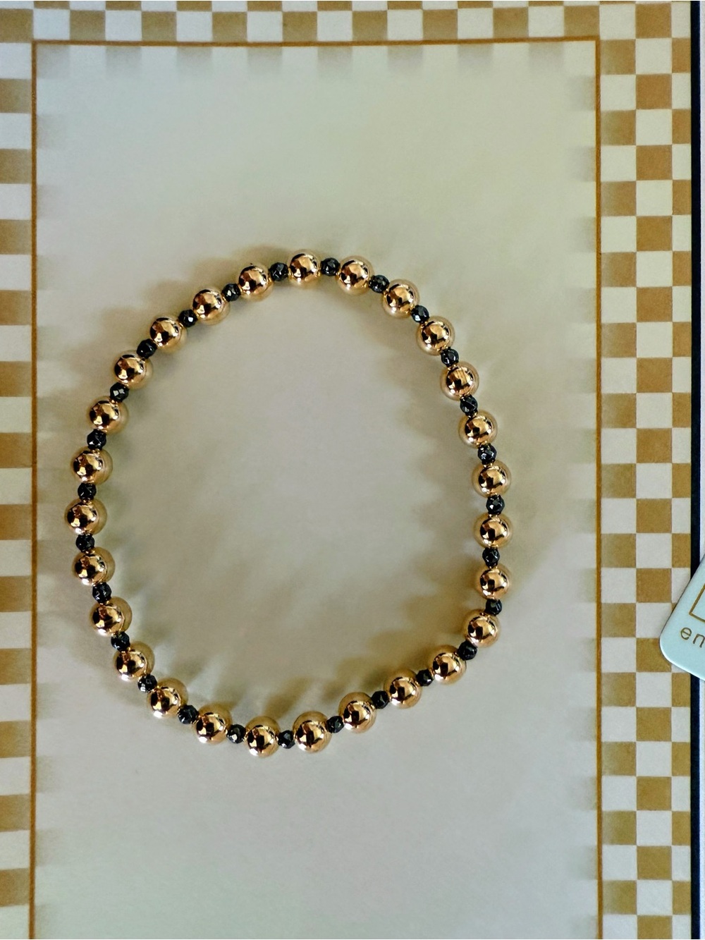 enewton Design Faceted Hematite Grateful Pattern 5mm Bead Bracelet in Gold. NWT